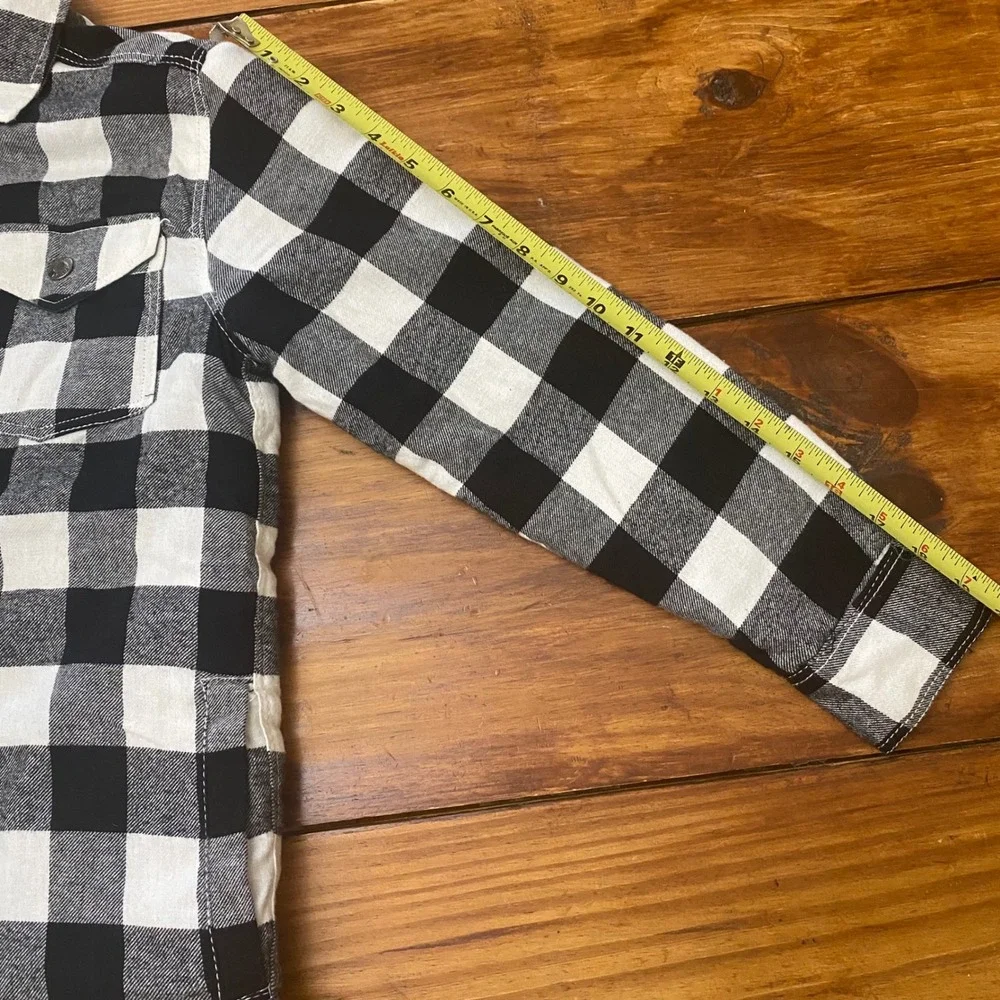 Tommy Bahama‎ Kids Black White Plaid Flannel Shirt Jacket Size L (10/12) shacket